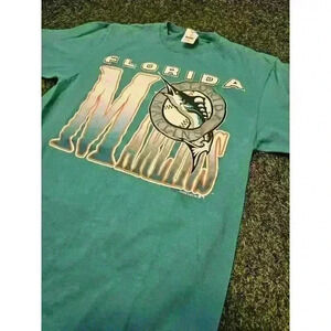 Vintage 91 MLB Florida Marlins Baseball Single Stitch T-Shirt Large USA 90s